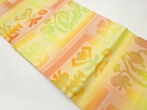 横段に抽象草花模様織出し名古屋帯